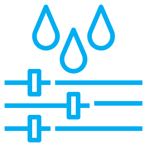 Water droplets and adjustment sliders icon.