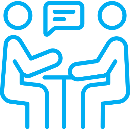 Two people having a conversation icon.