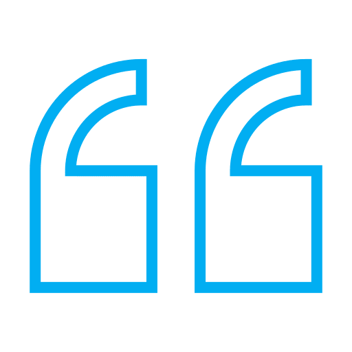 Blue quotation marks on black background.