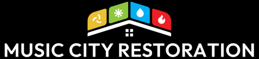 Music City Restoration logo with symbols.