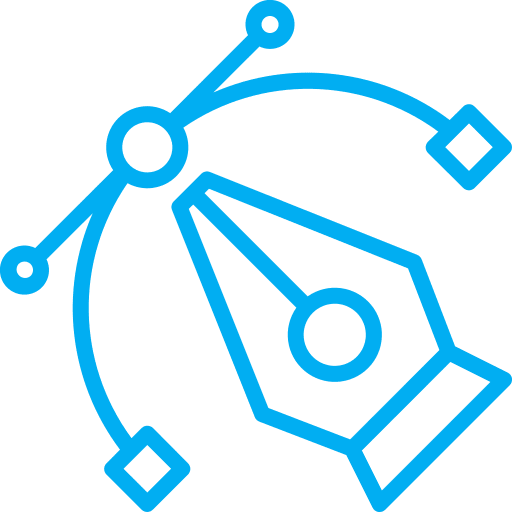 Vector graphic pen tool icon in blue.
